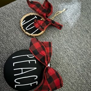 Buffalo plaid ornament joy & peace